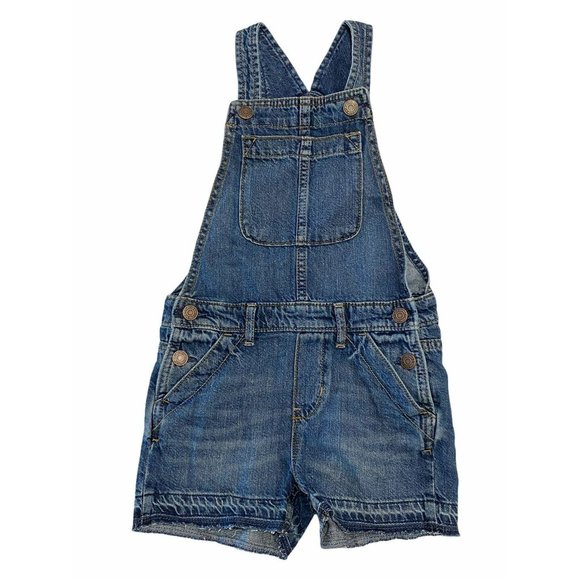 NWT GAP Kids Girls Denim Shortalls Sz M Medium Wash #543125 - Picture 1 of 5